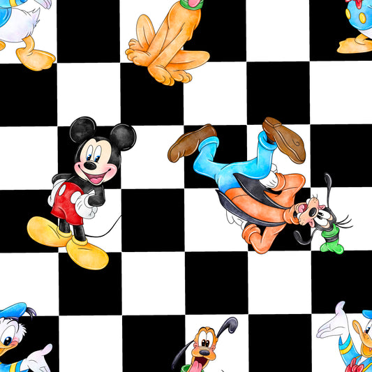 Mouse Friends Check UPF 50+ Sun Protection, Custom Fabric, Wonderfold/Joymor/Rainbow Baby Canopy