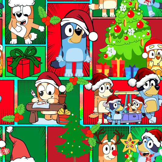 Blue Dog Christmas UPF 50+ Sun Protection, Custom Fabric, Wonderfold/Joymor/Rainbow Baby Canopy