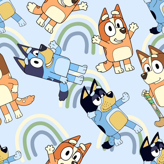 Blue Rainbow Blue Dog UPF 50+ Sun Protection, Custom Fabric, Wonderfold/Joymor/Rainbow Baby Canopy