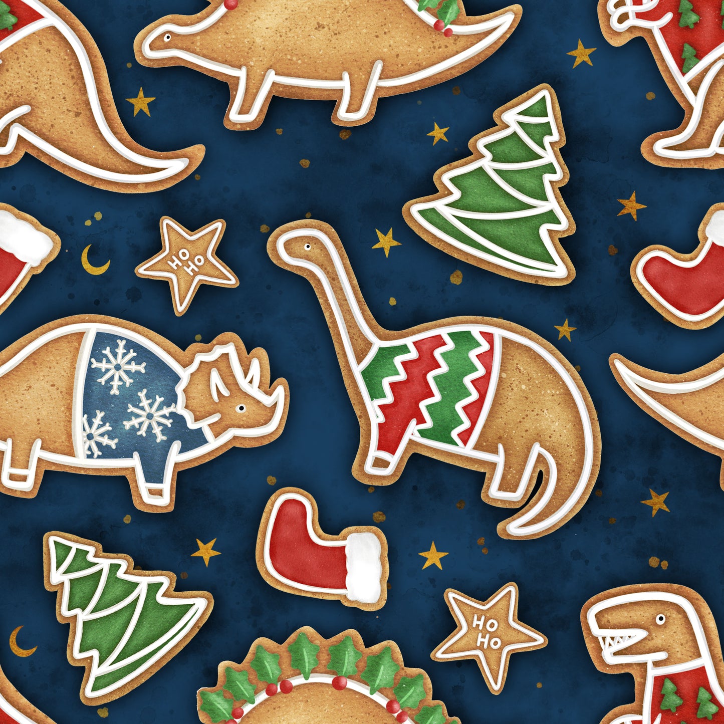 Christmas Dino Cookies UPF 50+ Sun Protection, Custom Fabric, Wonderfold/Joymor/Rainbow Baby Canopy
