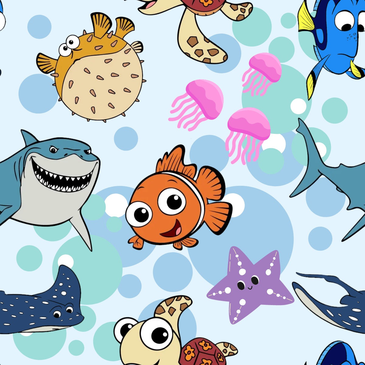 Fish Friends Bubbles UPF 50+ Sun Protection, Custom Fabric, Wonderfold/Joymor/Rainbow Baby Canopy