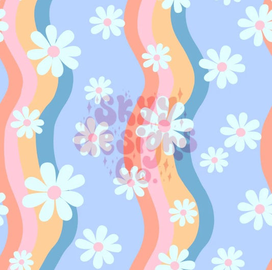 Retro Waves UPF 50+ Sun Protection, Custom Fabric, Wonderfold/Joymor/Rainbow Baby Canopy