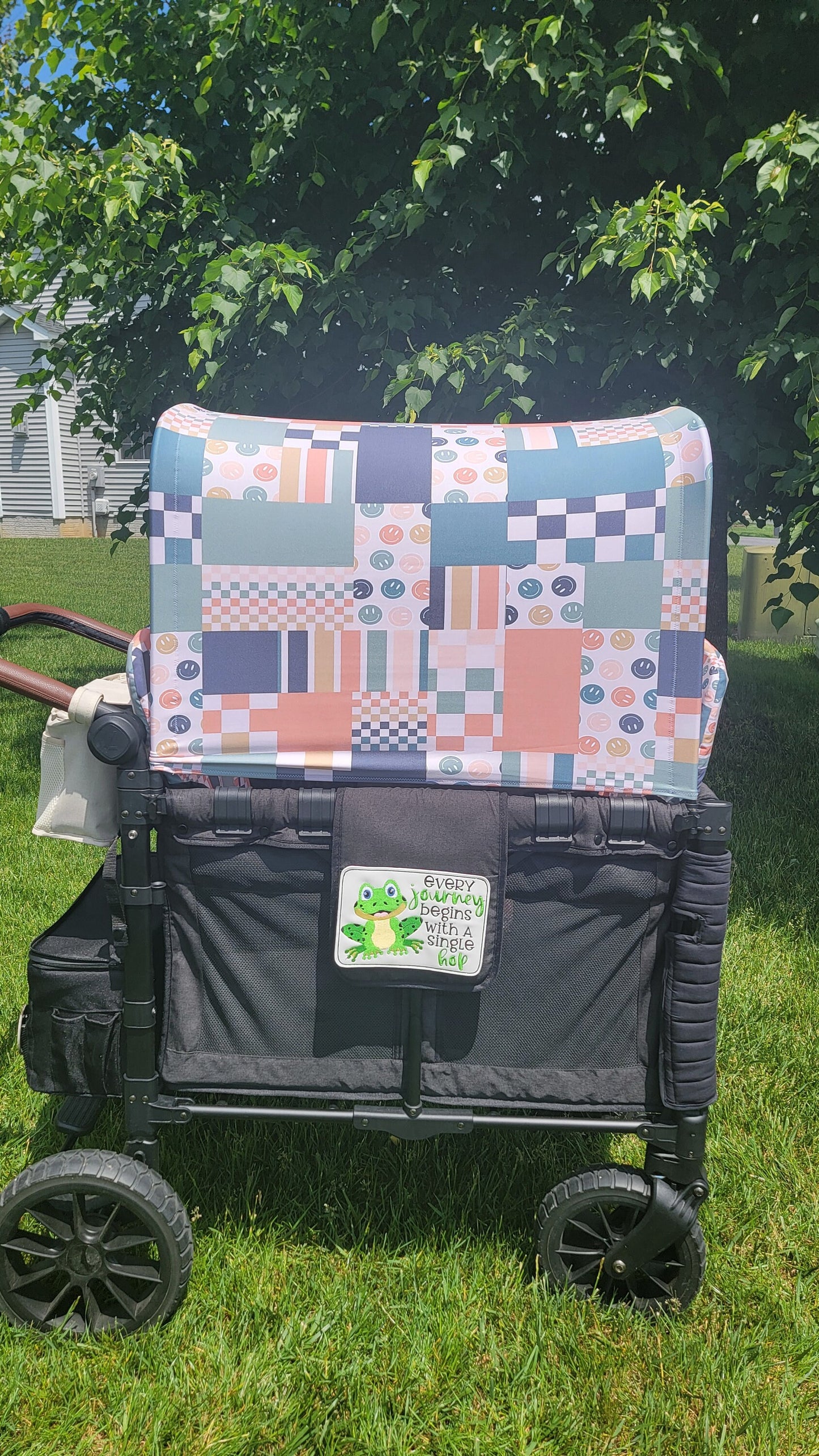 Smiley Patchwork UPF 50+ Sun Protection, Custom Fabric, Wonderfold/Joymor/Rainbow Baby Canopy