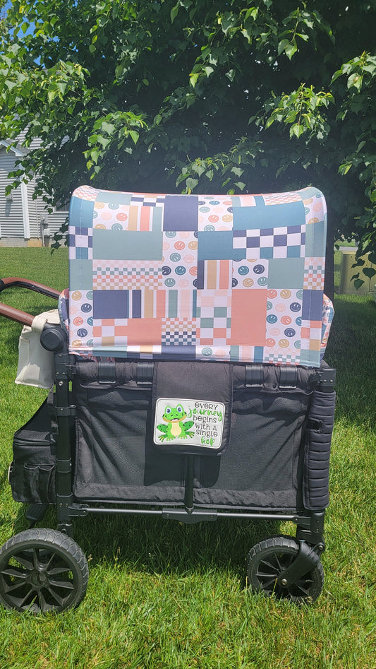 Smiley Patchwork UPF 50+ Sun Protection, Custom Fabric, Wonderfold/Joymor/Rainbow Baby Canopy
