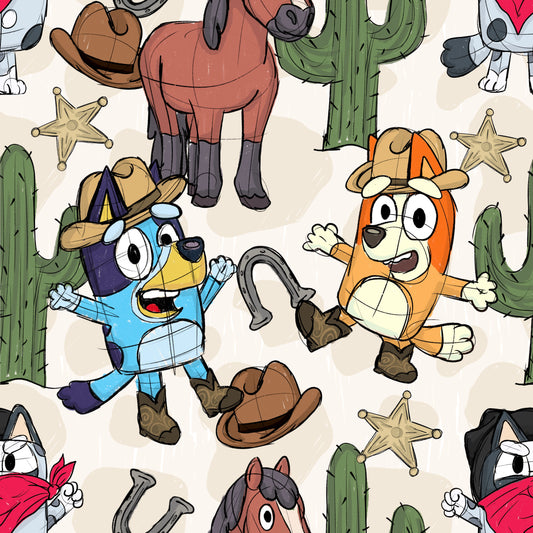 Western Blue Dog UPF 50+ Sun Protection, Custom Fabric, Wonderfold/Joymor/Rainbow Baby Canopy