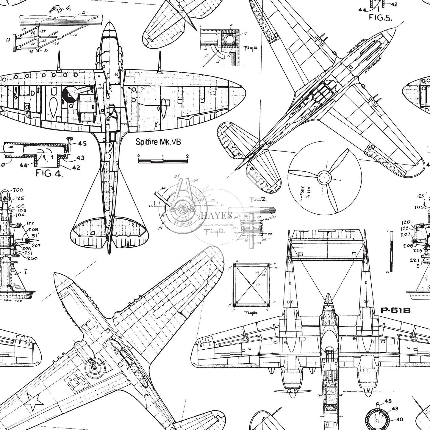 Airplane Schematics UPF 50+ Sun Protection, Custom Fabric, Wonderfold/Joymor/Rainbow Baby Canopy