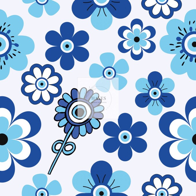 Blue Flower UPF 50+ Sun Protection, Custom Fabric, Wonderfold/Joymor/Rainbow Baby Canopy