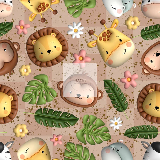 Clay Zoo Animals UPF 50+ Sun Protection, Custom Fabric, Wonderfold/Joymor/Rainbow Baby Canopy