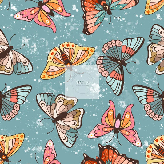 Retro Butterflies UPF 50+ Sun Protection, Custom Fabric, Wonderfold/Joymor/Rainbow Baby Canopy