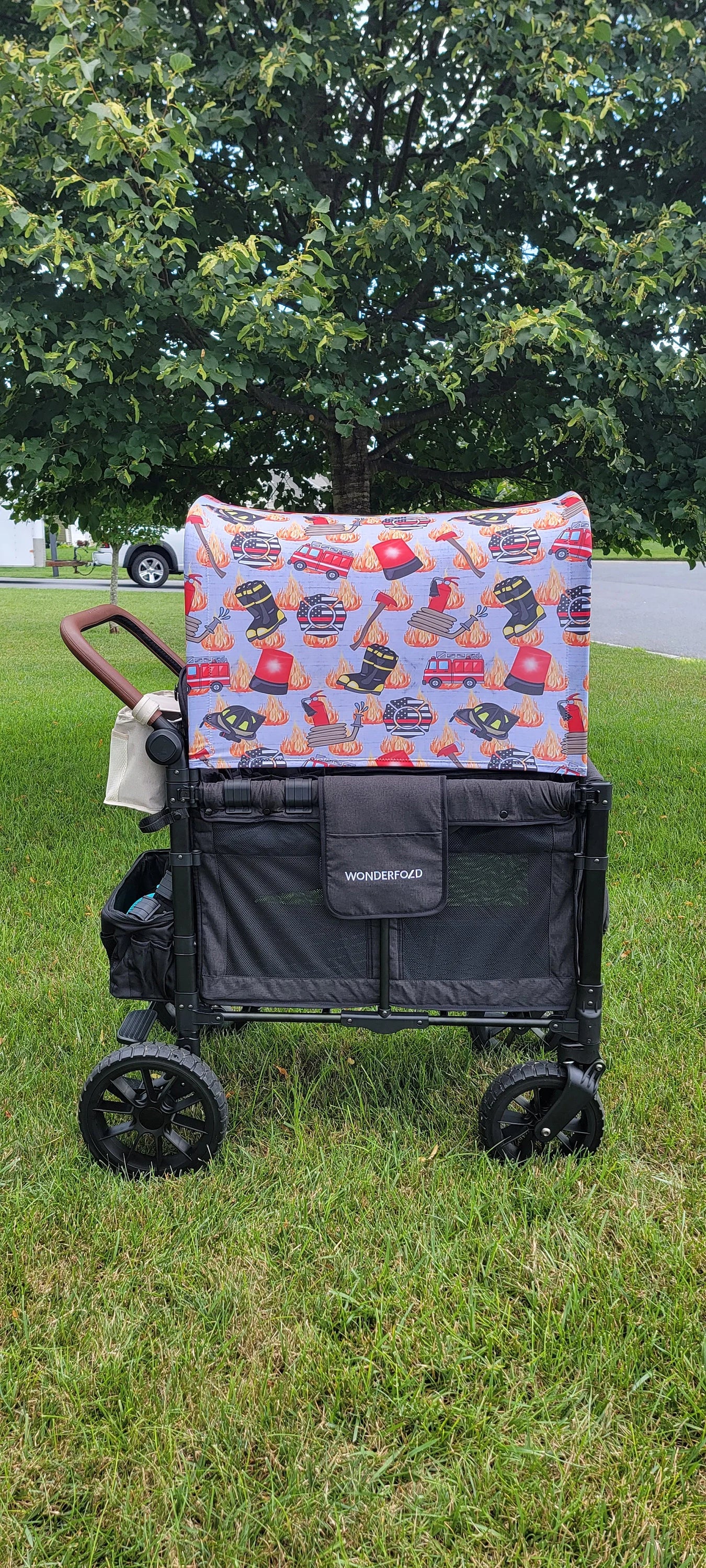 Firefighter Shield UPF 50+ Sun Protection, Custom Fabric, Wonderfold/Joymor/Rainbow Baby Canopy