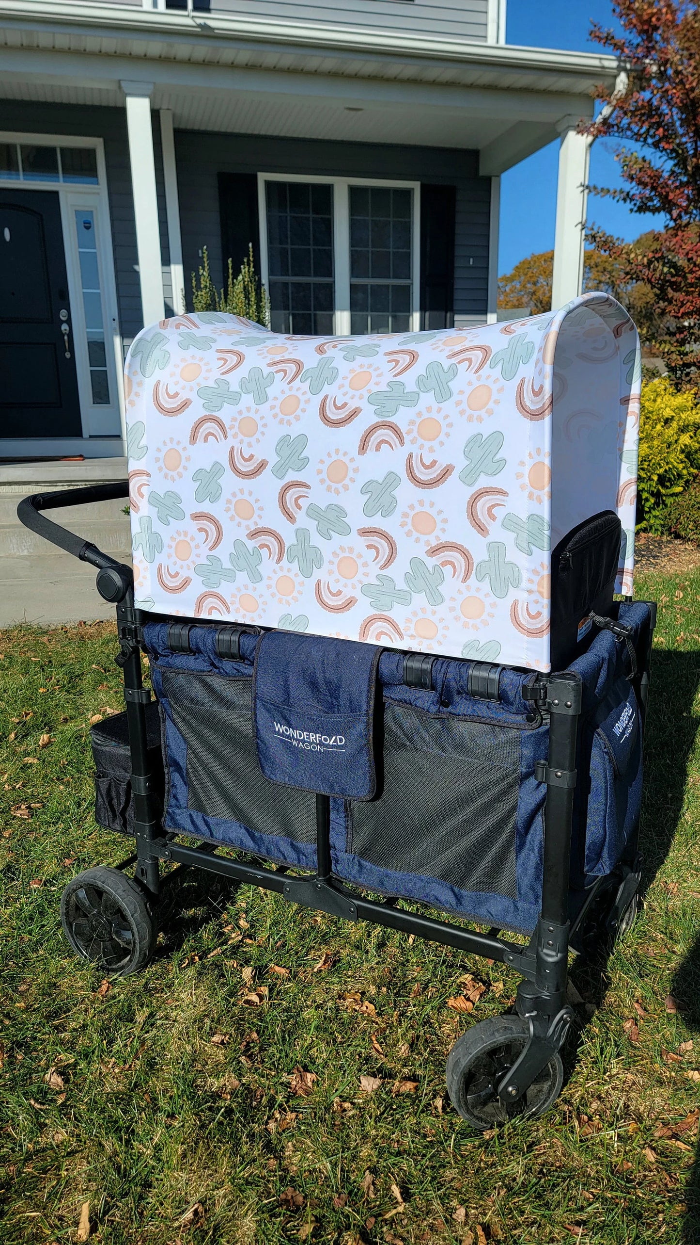 Rainbow and Cactus UPF 50+ Sun Protection, Custom Fabric, Wonderfold/Joymor/Rainbow Baby Canopy