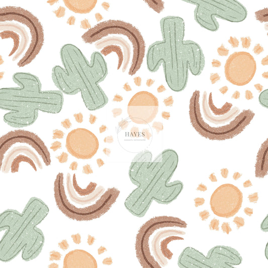 Rainbow and Cactus UPF 50+ Sun Protection, Custom Fabric, Wonderfold/Joymor/Rainbow Baby Canopy