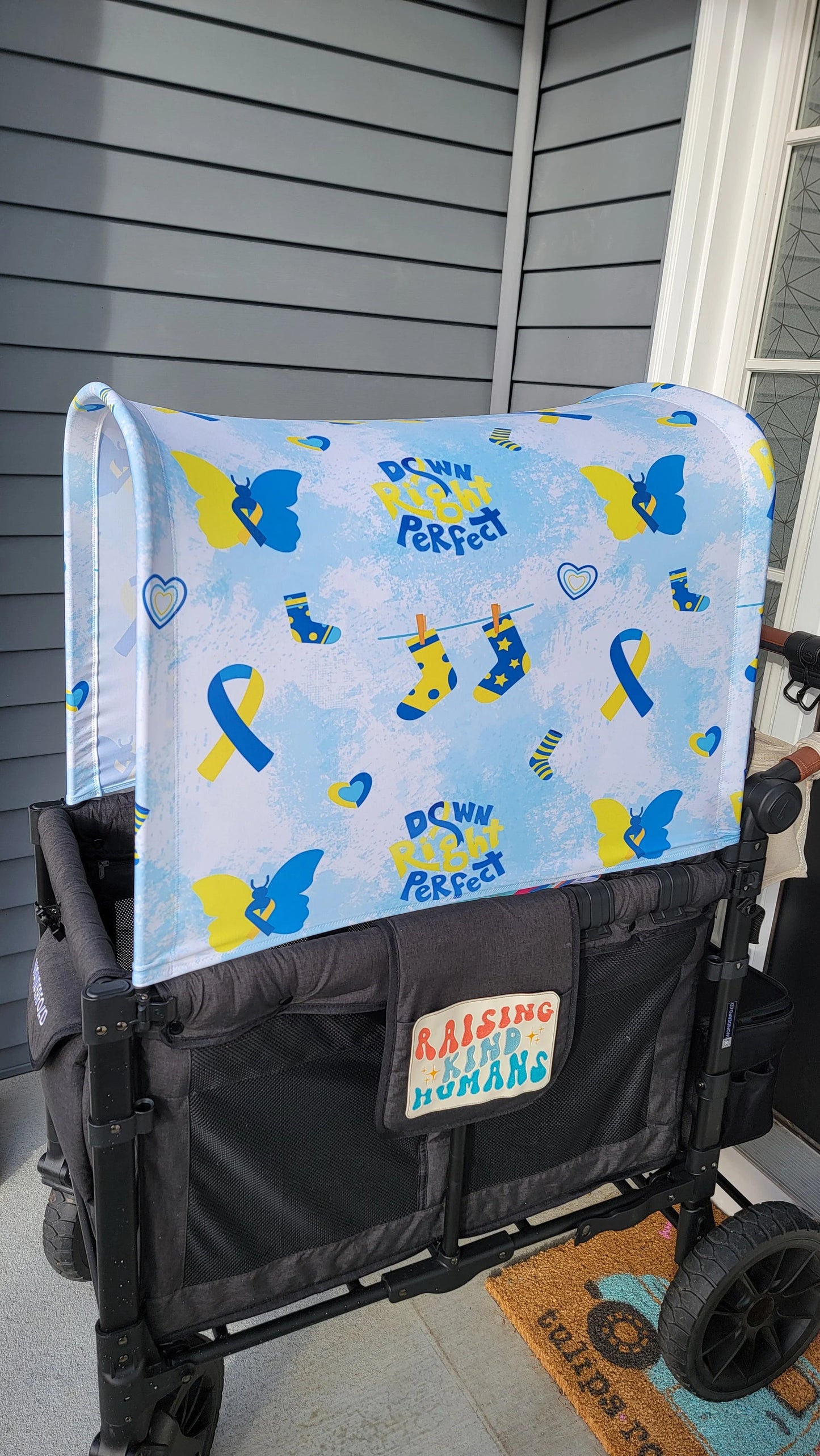 Down Syndrome Awareness UPF 50+ Sun Protection, Custom Fabric, Wonderfold/Joymor/Rainbow Baby Canopy