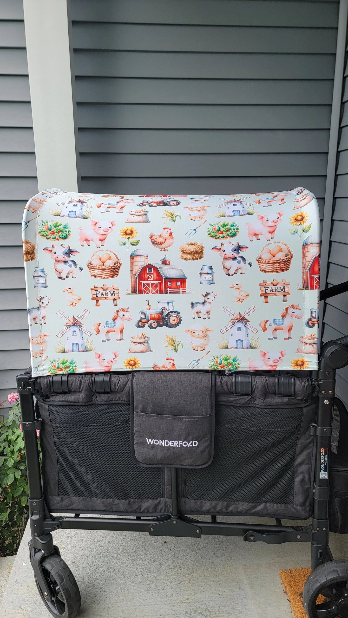 Farm Animals Smiley UPF 50+ Sun Protection, Custom Fabric, Wonderfold/Joymor/Rainbow Baby Canopy