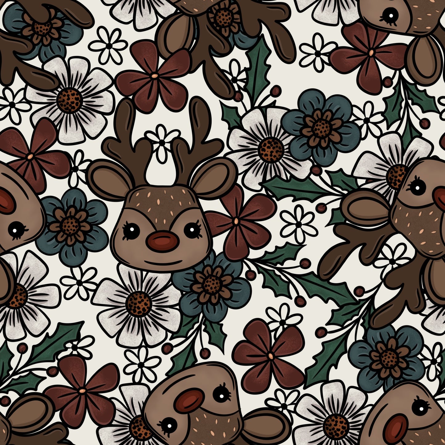 Reindeer Floral UPF 50+ Sun Protection, Custom Fabric, Wonderfold/Joymor/Rainbow Baby Canopy