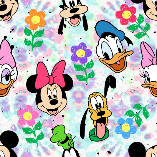 Mouse and Friends Floral UPF 50+ Sun Protection, Custom Fabric, Wonderfold/Joymor/Rainbow Baby Canopy