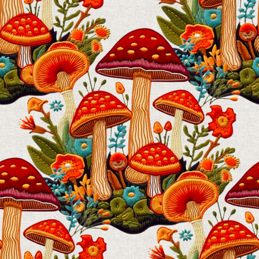 Mushroom Boho Embroidered UPF 50+ Sun Protection, Custom Fabric, Wonderfold/Joymor/Rainbow Baby Canopy