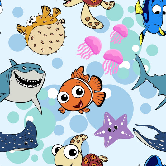 Fish Friends Bubbles UPF 50+ Sun Protection, Custom Fabric, Wonderfold/Joymor/Rainbow Baby Canopy