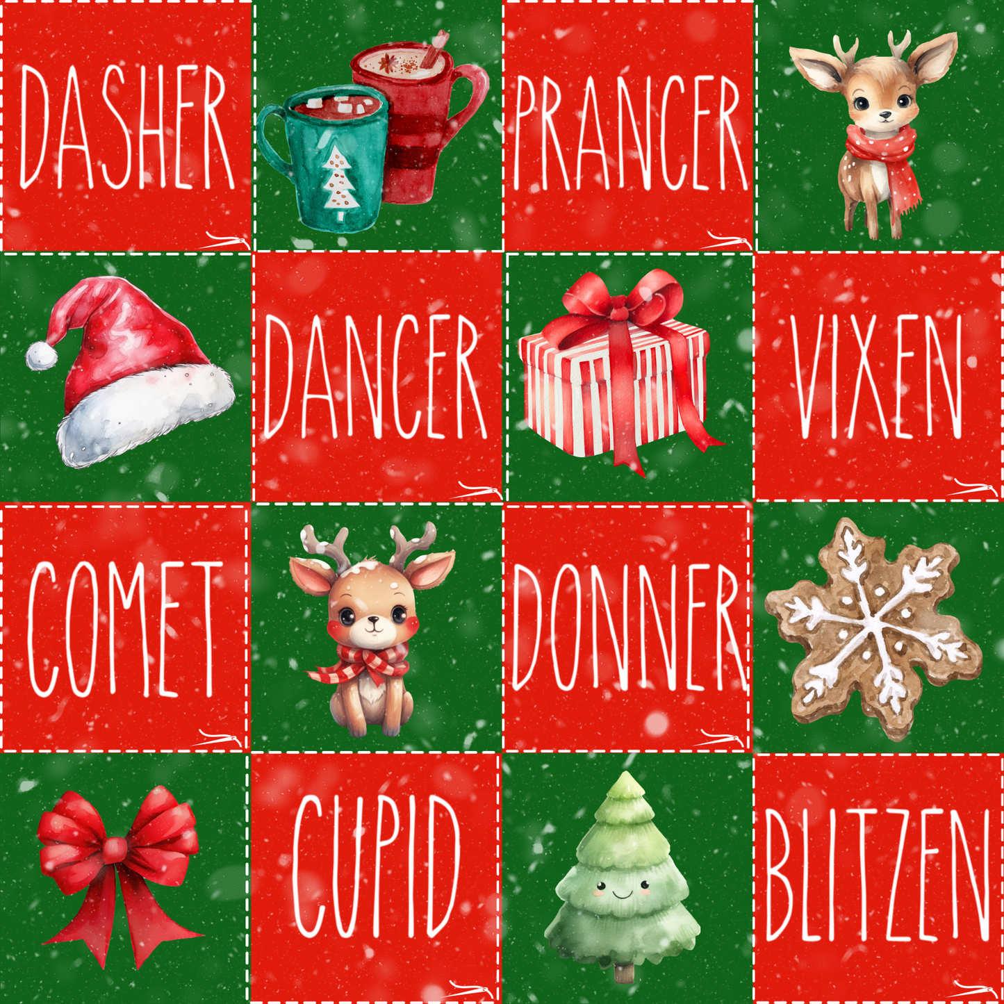 Santa's Reindeer Patchwork UPF 50+ Sun Protection, Custom Fabric, Wonderfold/Joymor/Rainbow Baby Canopy