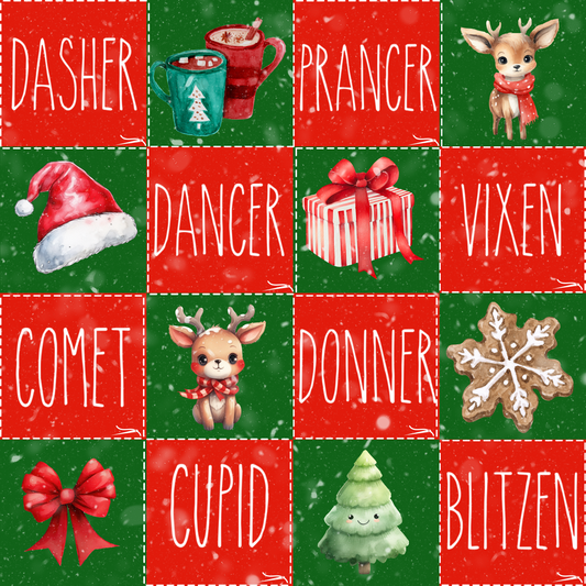 Santa's Reindeer Patchwork UPF 50+ Sun Protection, Custom Fabric, Wonderfold/Joymor/Rainbow Baby Canopy