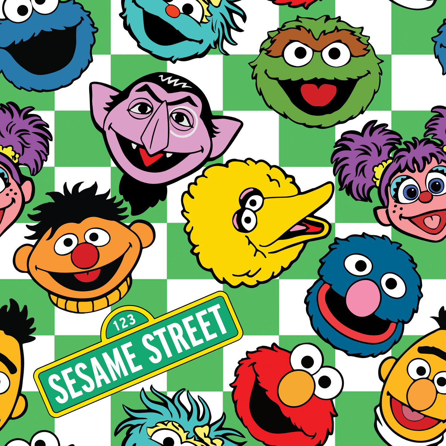 Street Friends on Checker UPF 50+ Sun Protection, Custom Fabric, Wonderfold/Joymor/Rainbow Baby Canopy