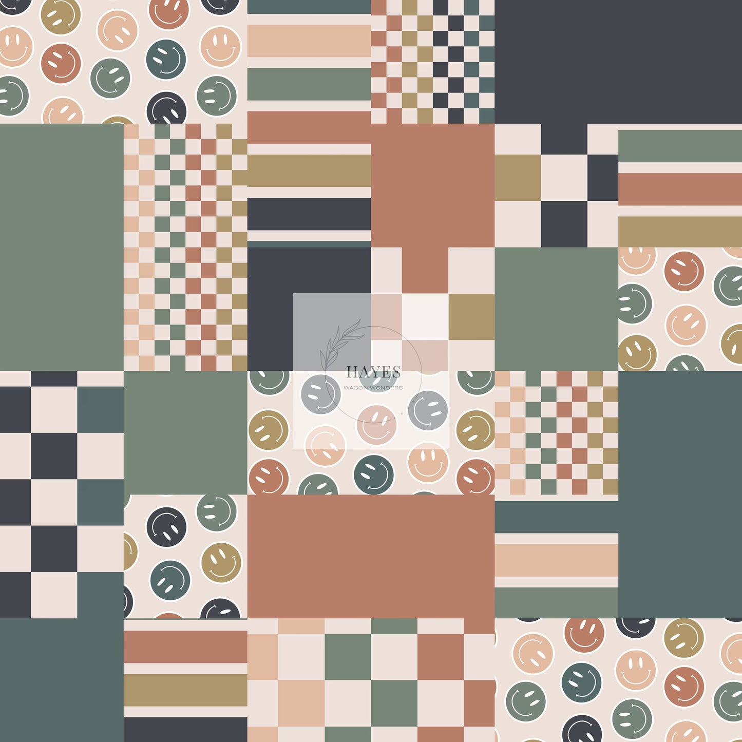 Smiley Patchwork UPF 50+ Sun Protection, Custom Fabric, Wonderfold/Joymor/Rainbow Baby Canopy