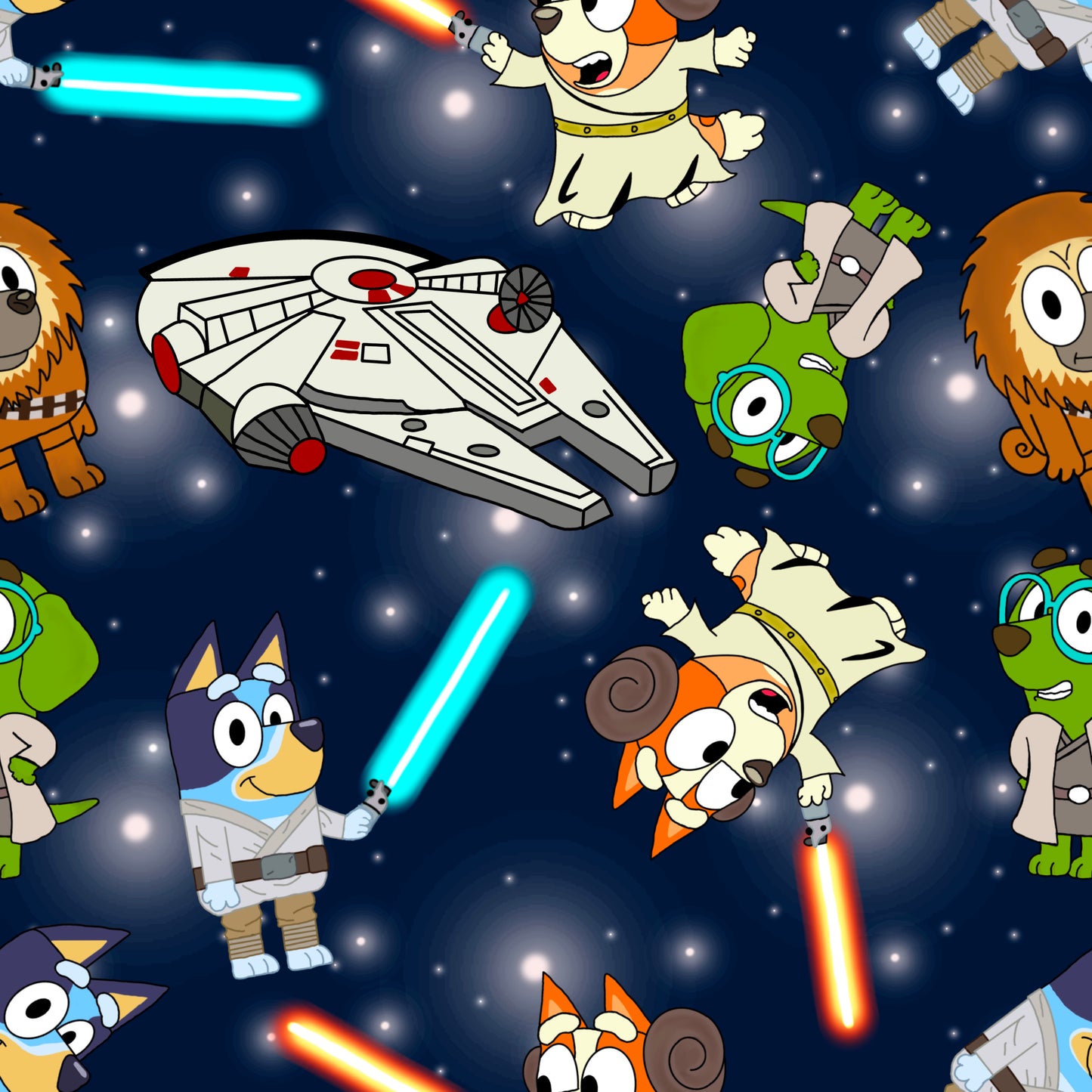 Space Blue Dog UPF 50+ Sun Protection, Custom Fabric, Wonderfold/Joymor/Rainbow Baby Canopy