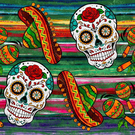 Sugar Skull UPF 50+ Sun Protection, Custom Fabric, Wonderfold/Joymor/Rainbow Baby Canopy