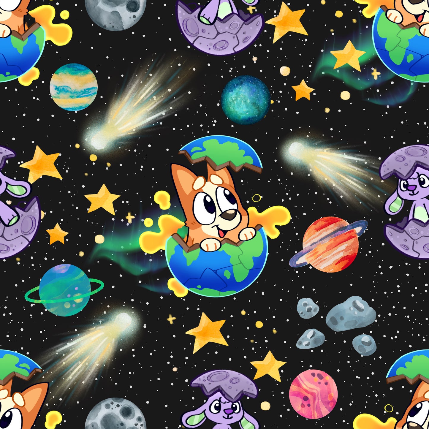 Baby Blue Dog UPF 50+ Sun Protection, Custom Fabric, Wonderfold/Joymor/Rainbow Baby Canopy