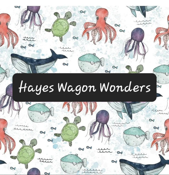 Watercolor Ocean Animals UPF 50+ Sun Protection, Custom Fabric, Wonderfold/Joymor/Rainbow Baby Canopy