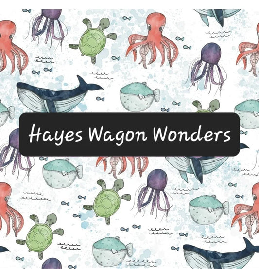 Watercolor Ocean Animals UPF 50+ Sun Protection, Custom Fabric, Wonderfold/Joymor/Rainbow Baby Canopy