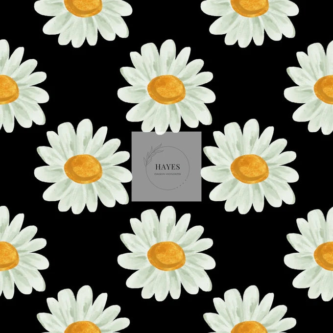 Daisy on Black UPF 50+ Sun Protection, Custom Fabric, Wonderfold/Joymor/Rainbow Baby Canopy