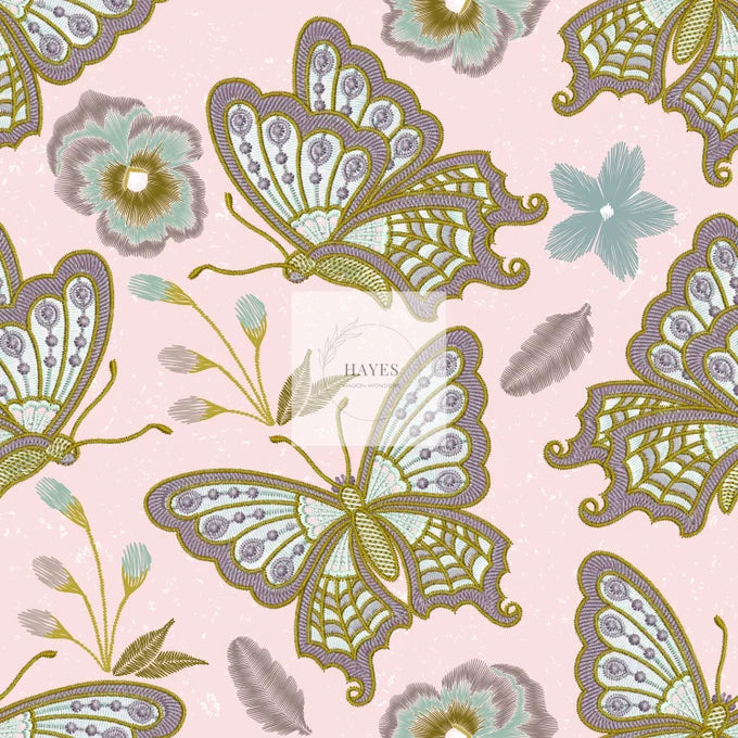 Embroidered Butterflies UPF 50+ Sun Protection, Custom Fabric, Wonderfold/Joymor/Rainbow Baby Canopy