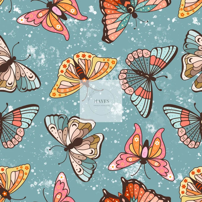 Retro Butterflies UPF 50+ Sun Protection, Custom Fabric, Wonderfold/Joymor/Rainbow Baby Canopy