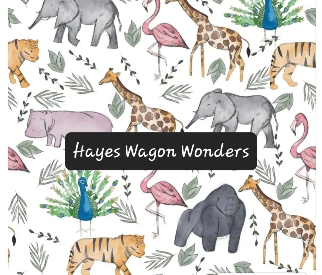 Watercolor Zoo Animals UPF 50+ Sun Protection, Custom Fabric, Wonderfold/Joymor/Rainbow Baby Canopy