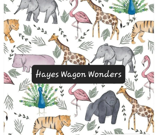 Watercolor Zoo Animals UPF 50+ Sun Protection, Custom Fabric, Wonderfold/Joymor/Rainbow Baby Canopy