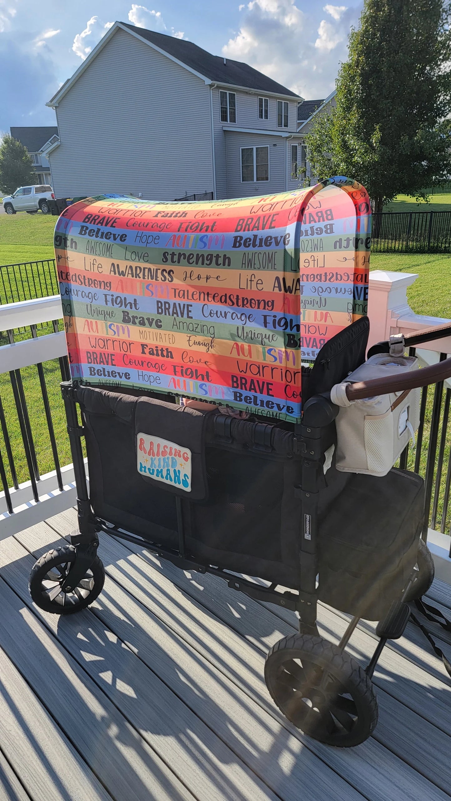 Autism Awareness UPF 50+ Sun Protection, Custom Fabric, Wonderfold/Joymor/Rainbow Baby Canopy