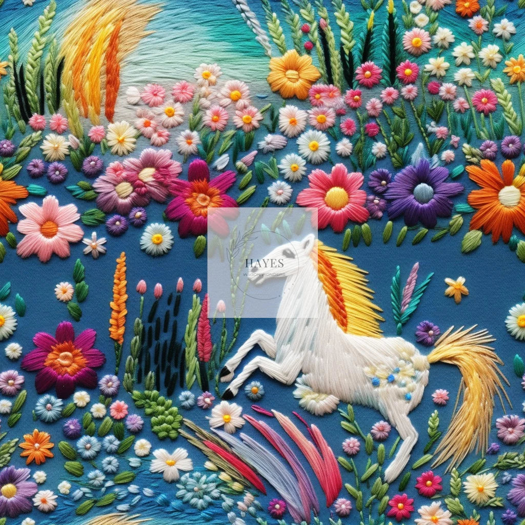 Faux Embroidered Unicorn UPF 50+ Sun Protection, Custom Fabric, Wonderfold/Joymor/Rainbow Baby Canopy