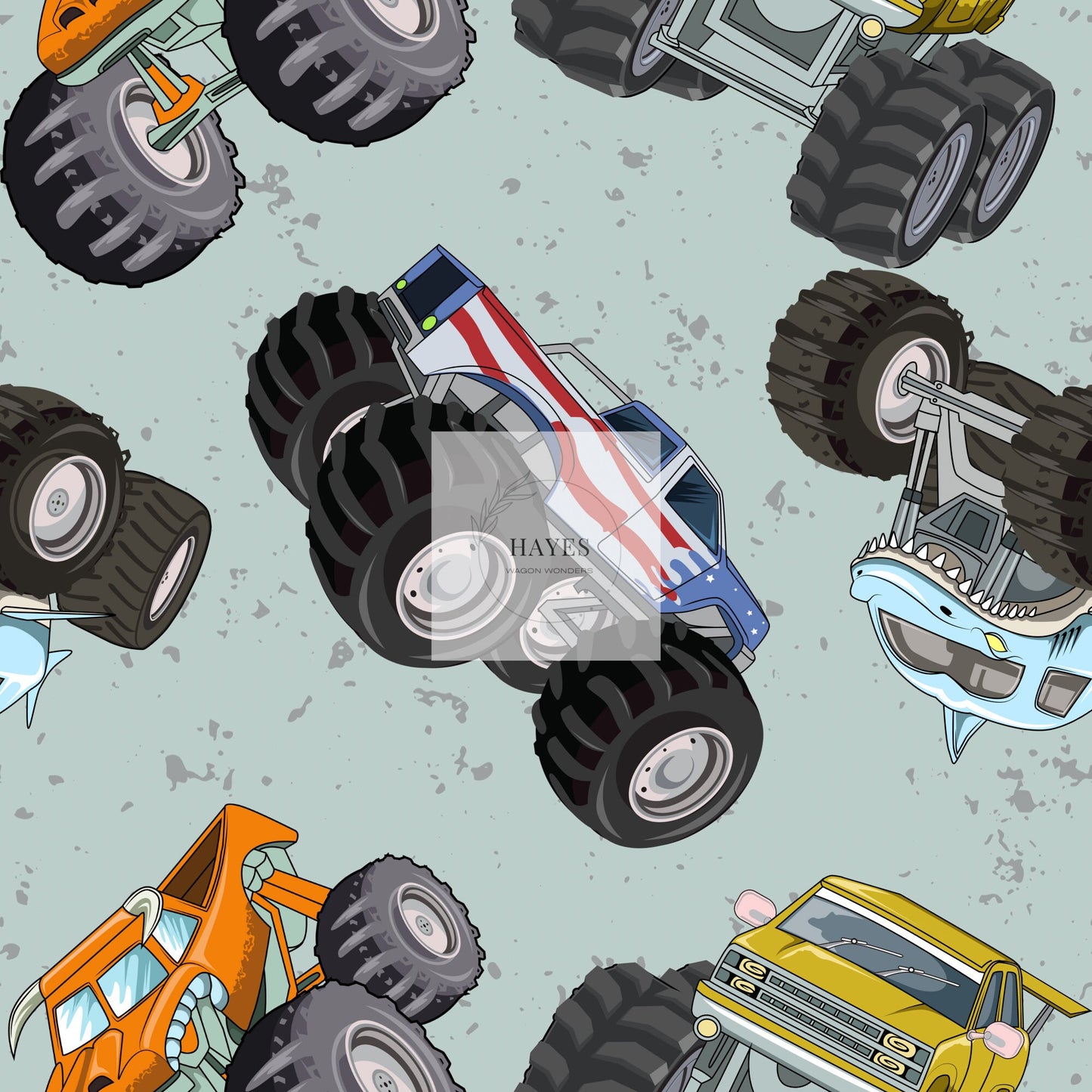 Monster Truck UPF 50+ Sun Protection, Custom Fabric, Wonderfold/Joymor/Rainbow Baby Canopy