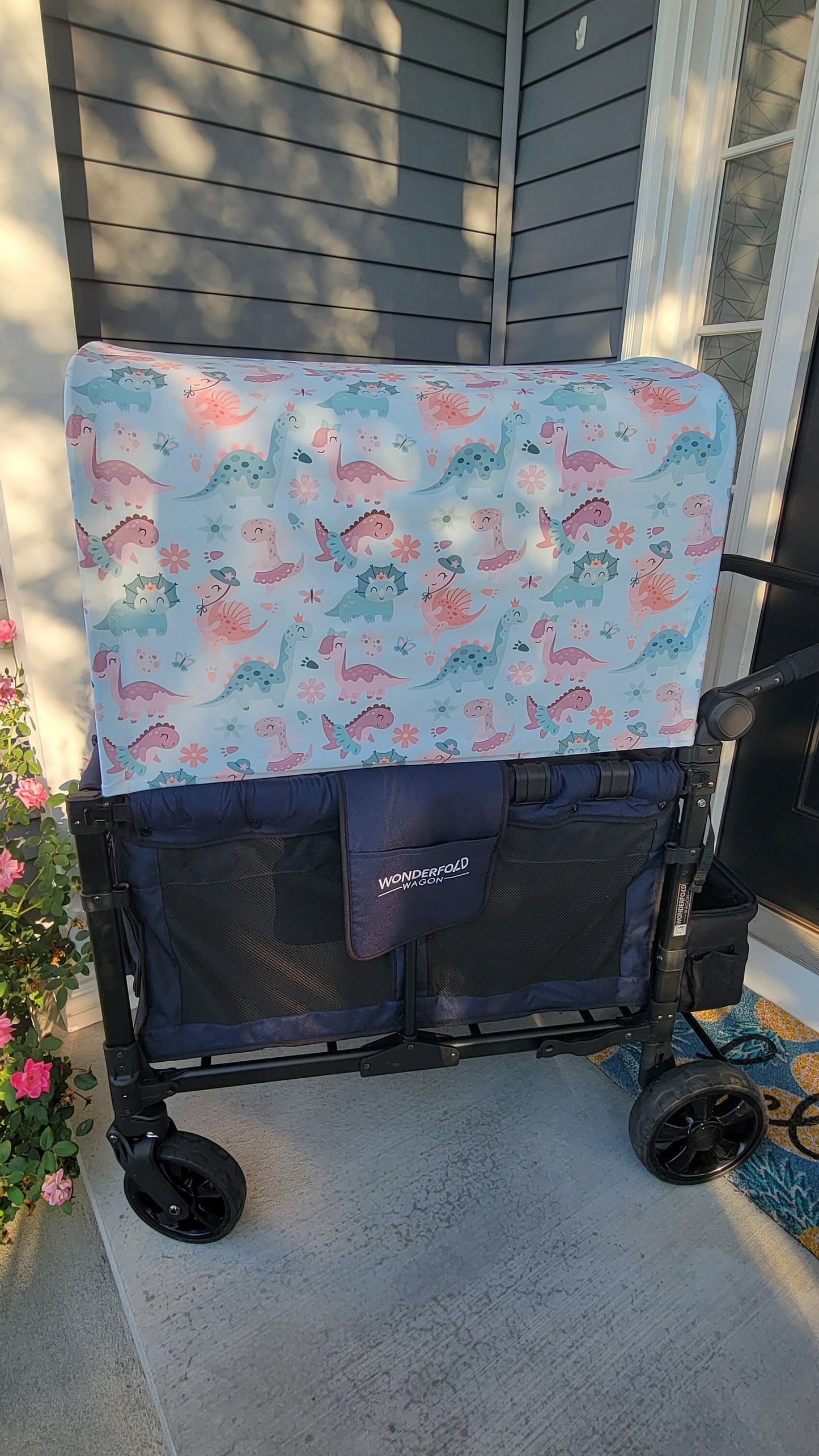 Cute Girl Dinos UPF 50+ Sun Protection, Custom Fabric, Wonderfold/Joymor/Rainbow Baby Canopy