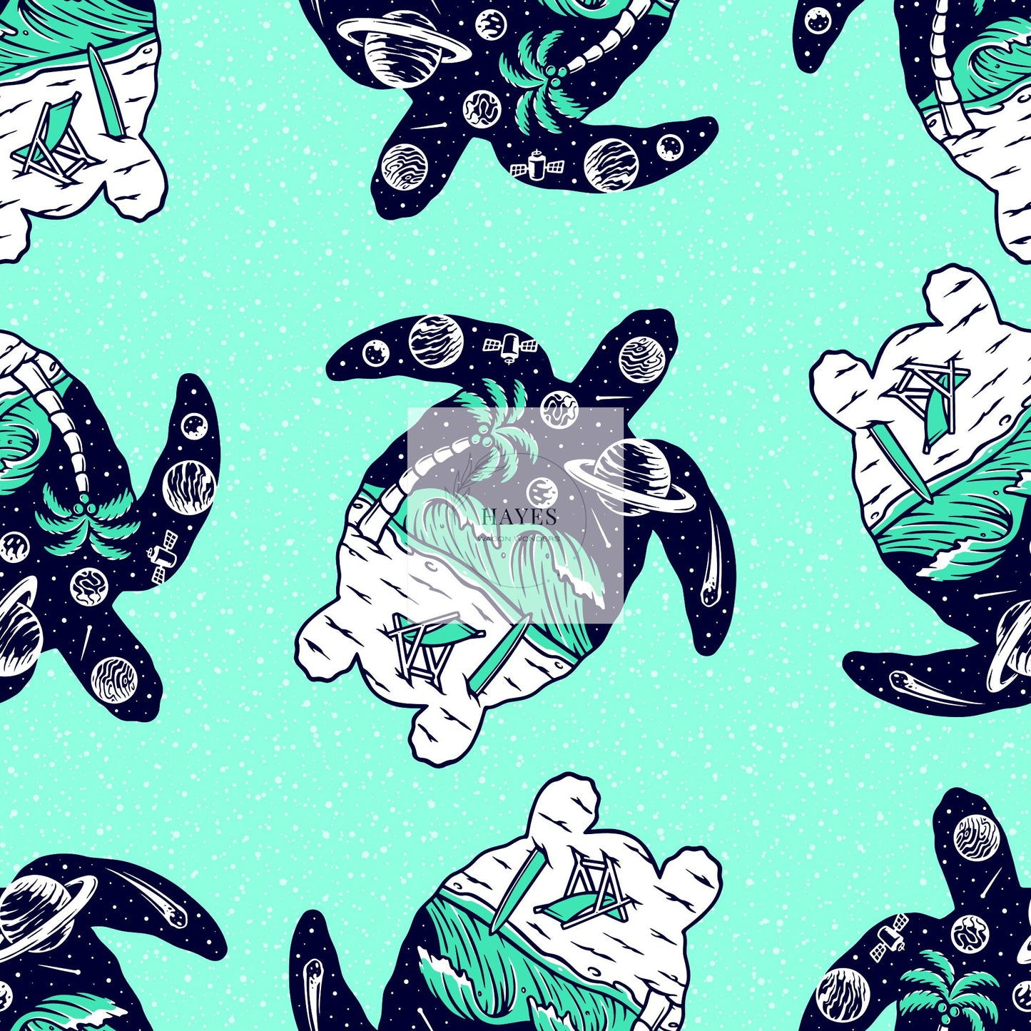 Sea Foam Turtle Smiley UPF 50+ Sun Protection, Custom Fabric, Wonderfold/Joymor/Rainbow Baby Canopy