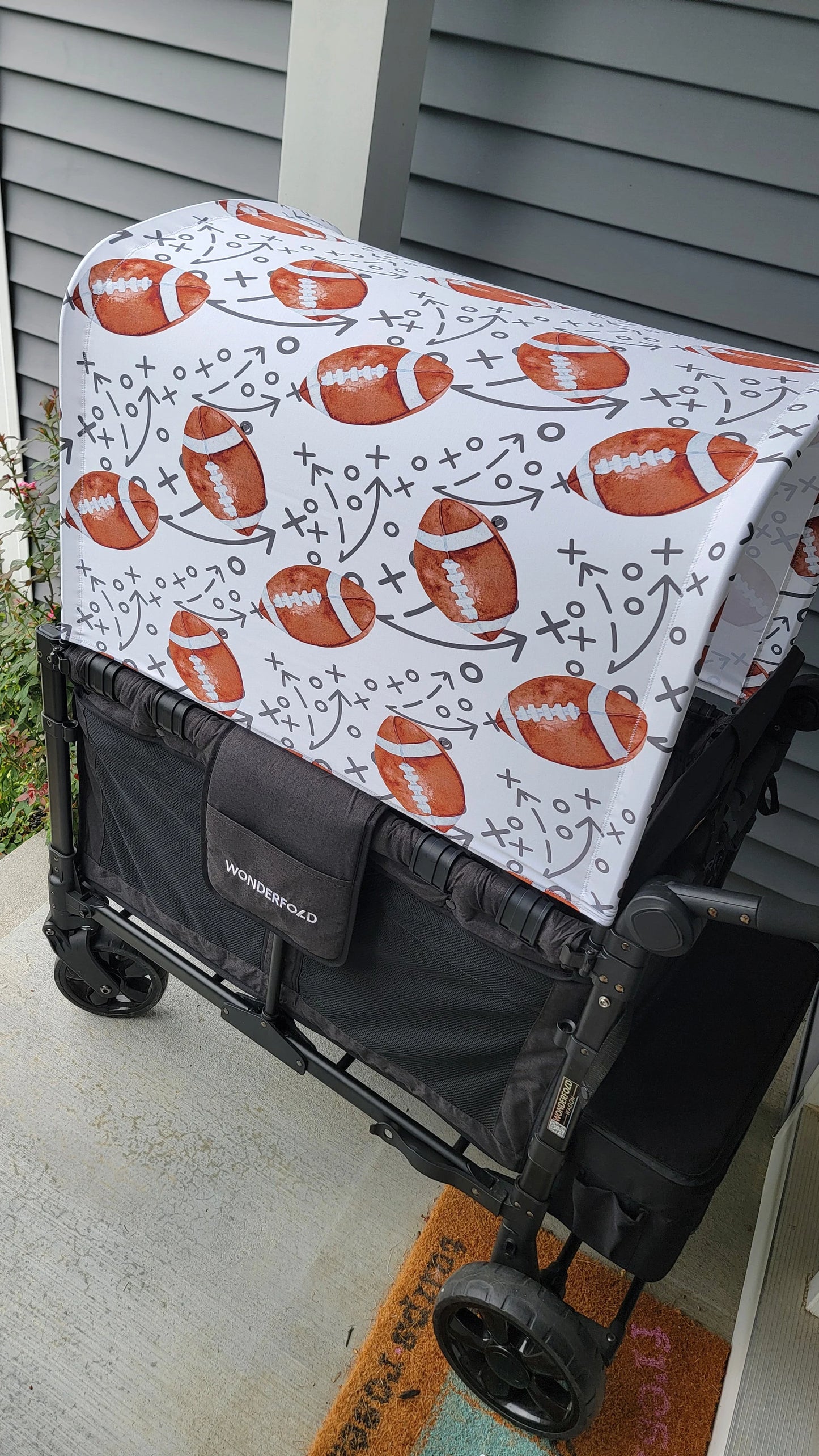 Football Plays White UPF 50+ Sun Protection, Custom Fabric, Wonderfold/Joymor/Rainbow Baby Canopy